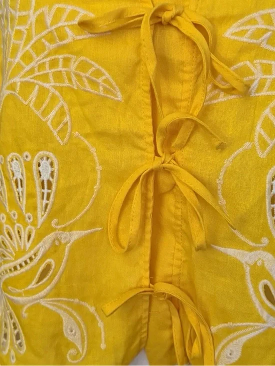 NEW Christian Siriano Yellow Embellished Crop Tank Top SZ MEDIUM - Picture 2 of 7